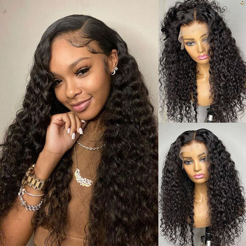 13x4 Lace Frontal Wig Human Hair Water Wave 16 inches Human Wigs for Black Women