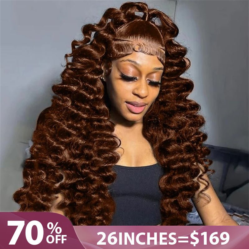 Lemoda Chocolate Brown Colored Human Hair Lace Frontal Wigs