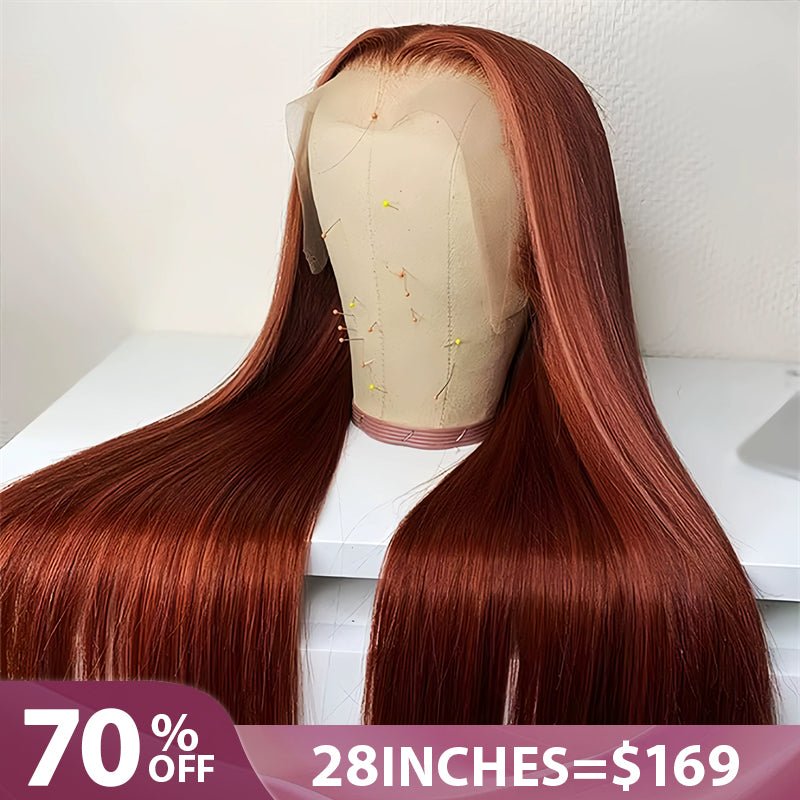 28''=$169 | Lemoda Reddish Borwn Colored Human Hair Lace Frontal Wigs - Lemoda Hair