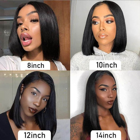 Brazilian Straight Remy Hair 13x4 Lace Front Wig Natural Black Short Bob Wigs