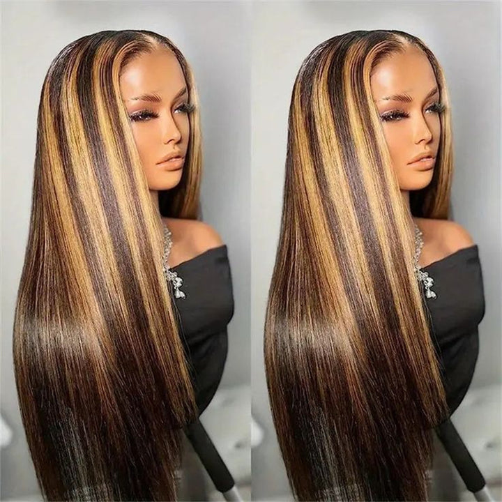 Lomoda Glueless Wigs 5x5 Lace Closure Wig P4/27 Highlight Straight Human Hair Wigs 180%