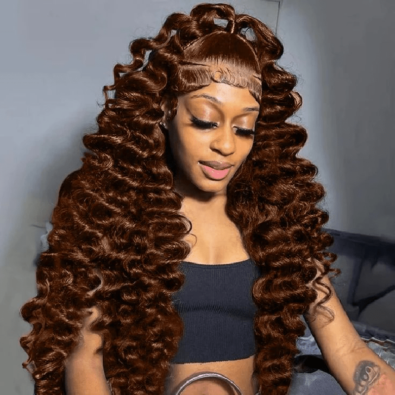 Lemoda Chocolate Brown 13x6 Loose Deep Wave Lace Front Wigs Pre Plucked Natural Hairline Transparent Lace Wig - Lemoda Hair