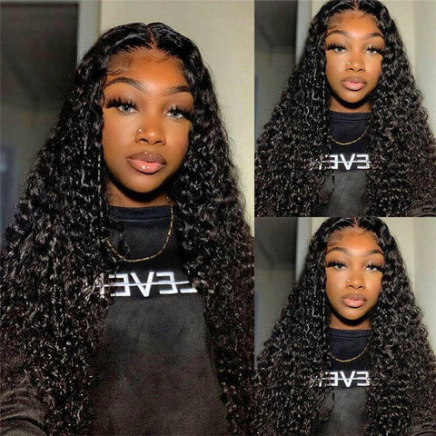 Peruvian Water Wave Human Hair 4 Bundles with 13x4 Lace Frontal Wig