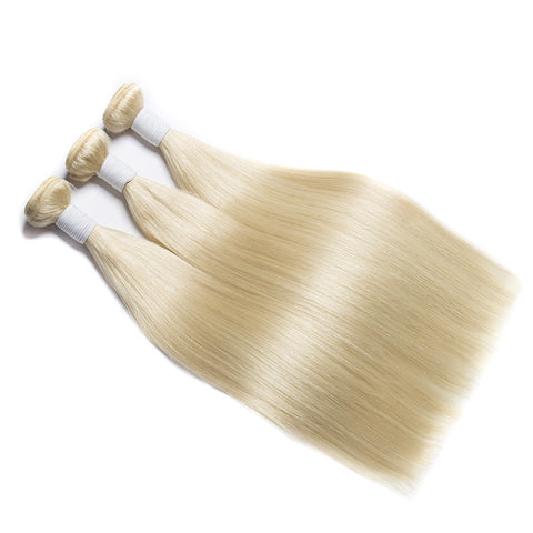 3 Lots 613 Straight Blonde Bundles Peruvian Remy Human Hair Weaves