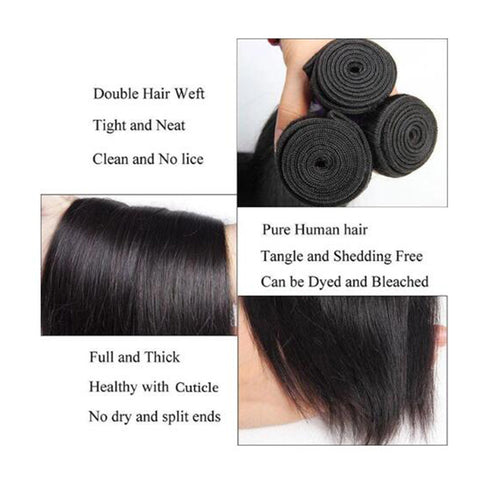 Unprocessed Human Virgin Hair Indian Straight Hair Extension 4 Bundles