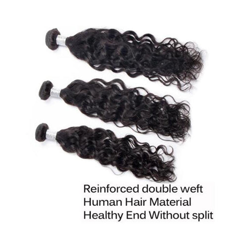 Indian Virgin Hair Water Wave 3 Bundles Natural Black