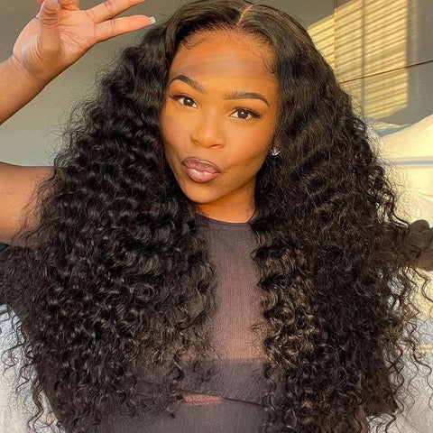 Deep Wave 13x4 Lace Frontal Wig Human Hair 16-22 inches Middle Length Hair Clearance Sale