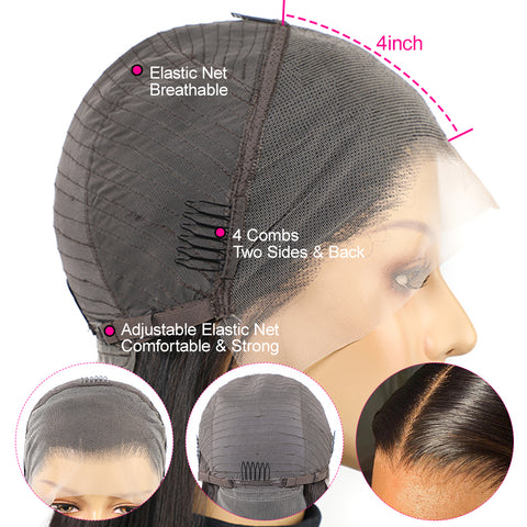 13x4 Lace Frontal Wig Body Wave 150% Density Transparent Lace Wig Brazilian Virgin Human Hair