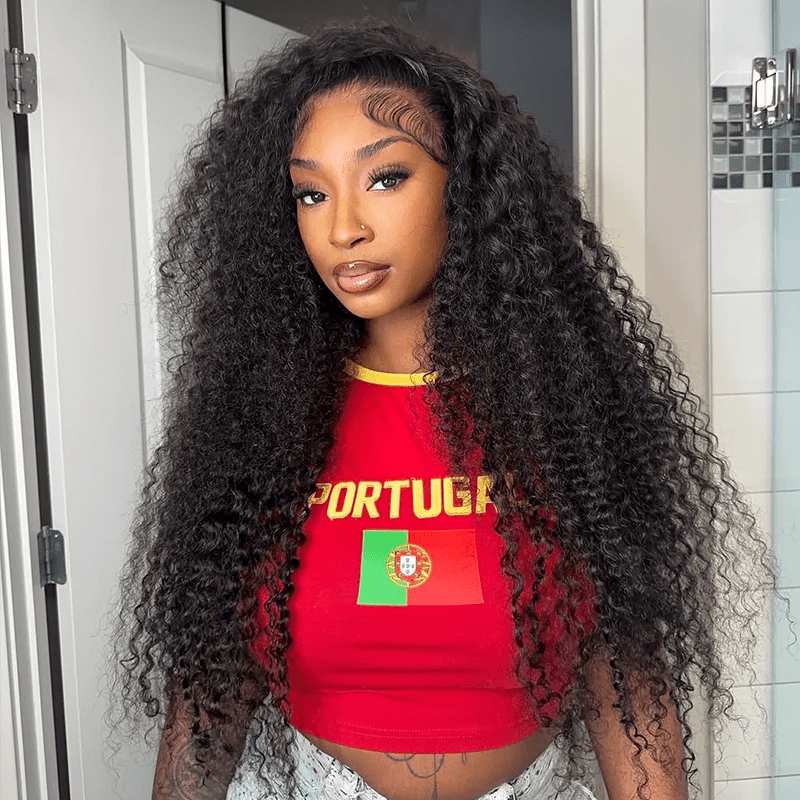 13x4 Kinky Curly Lace Front Wigs 180% Transparent Lace Human Hair Wigs - Lemoda Hair