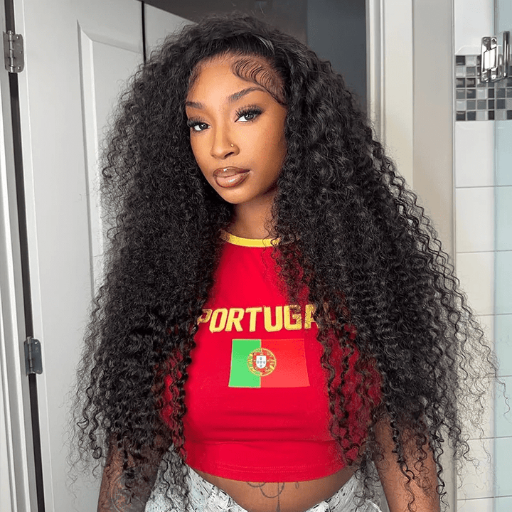 13x4 Kinky Curly Lace Front Wigs 180% Transparent Lace Human Hair Wigs - Lemoda Hair