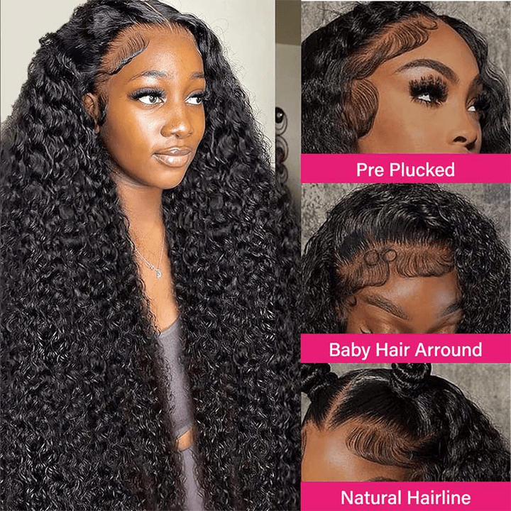 13x4 Kinky Curly Lace Front Wigs 180% Transparent Lace Human Hair Wigs - Lemoda Hair