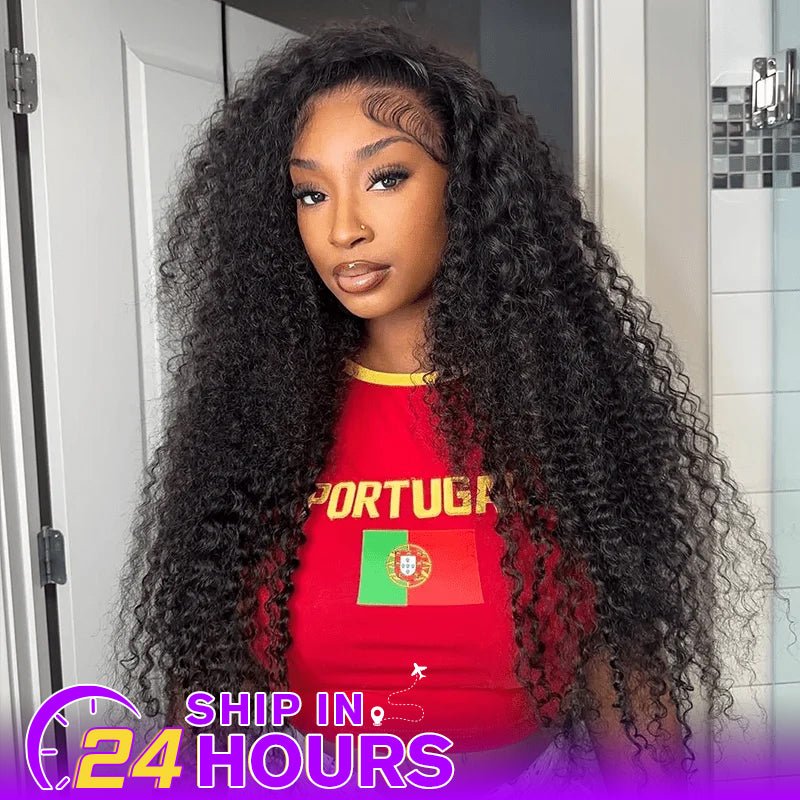 13x4 Kinky Curly Lace Front Wigs 180% Transparent Lace Human Hair Wigs - Lemoda Hair
