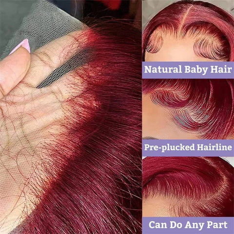 13x4 Lace Frontal wig Body Wave 99J Lace Wig Brazilian Human Virgin Hair - Lemoda Hair