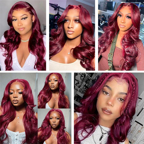 13x4 Lace Frontal wig Body Wave 99J Lace Wig Brazilian Human Virgin Hair - Lemoda Hair