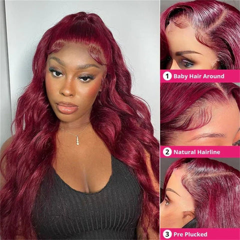 13x4 Lace Frontal wig Body Wave 99J Lace Wig Brazilian Human Virgin Hair - Lemoda Hair