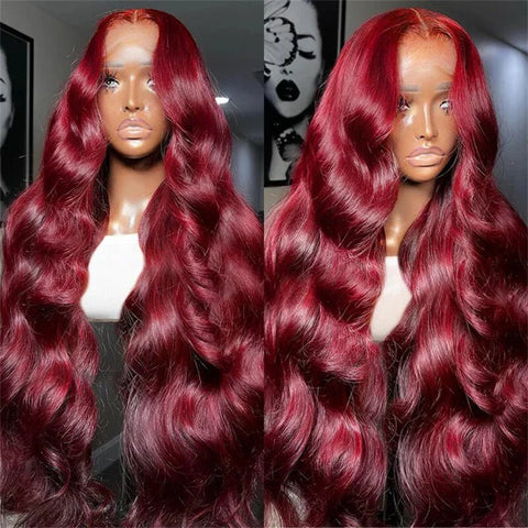 13x4 Lace Frontal wig Body Wave 99J Lace Wig Brazilian Human Virgin Hair - Lemoda Hair