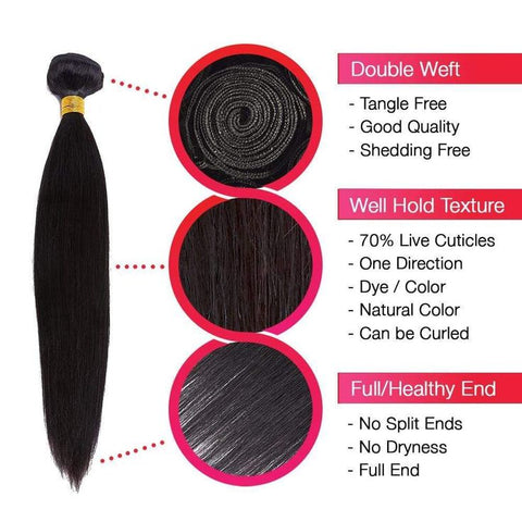 Unprocessed Malaysian Straight Virgin Hair 3 Bundles Hair Extensions