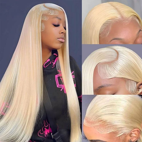 13X4 Lace front Wig Human Hair 180% Natural Denstiy 613 Blonde Straight 100% Virgin Human Hair
