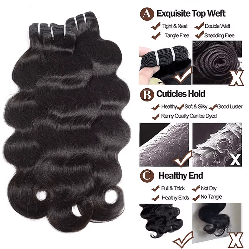 16A Body Wave Human Hair Bundles Unprocessed Virgin Hair Extensions For Women - Lemoda Hair