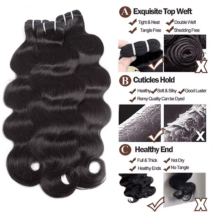16A Body Wave Human Hair Bundles Unprocessed Virgin Hair Extensions For Women - Lemoda Hair