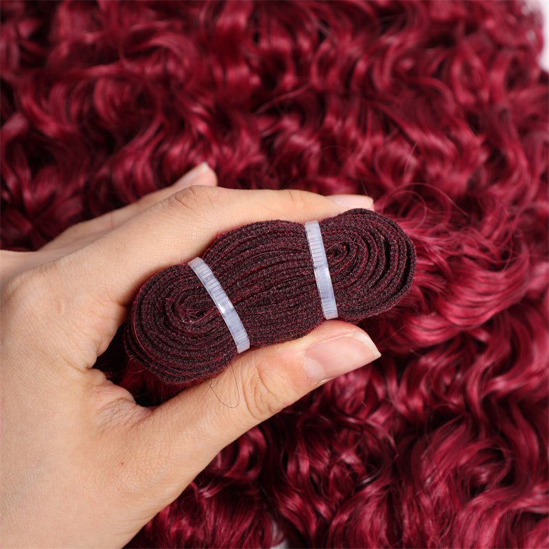 16A Burmese Curly Human Hair Bundles Burgundy 99J Virgin Hair Extensions - Lemoda Hair