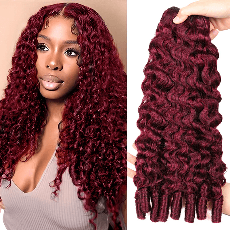 16A Burmese Curly Human Hair Bundles Burgundy 99J Virgin Hair Extensions - Lemoda Hair