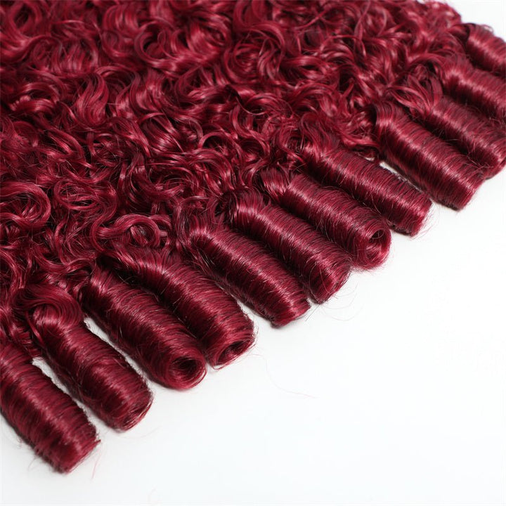 16A Burmese Curly Human Hair Bundles Burgundy 99J Virgin Hair Extensions - Lemoda Hair