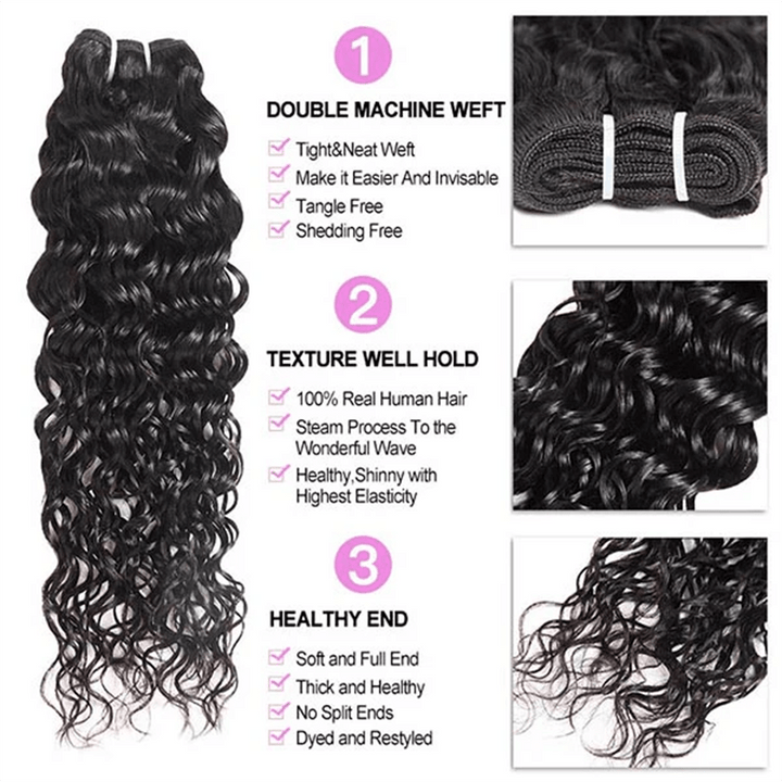 16A Water Wave Human Hair Bundles Unprocessed Virgin Hair Extensions For Women - Lemoda Hair