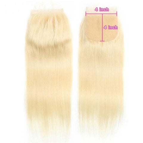 4x4 Swiss Lace Closure Indian Human Hair 613 Blonde Straight Wig