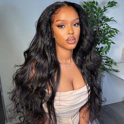 Body Wave 7x5 Lace Closure Glueless Wig Human Hair 180 Hair Density with Pre-pleached Knots