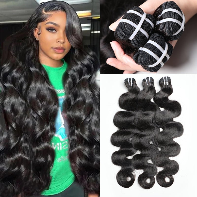 3 Bundles Natural Black Body Wave Brazilian Virgin Hair 10 - 28 inch 3 Pieces Pack - Lemoda Hair