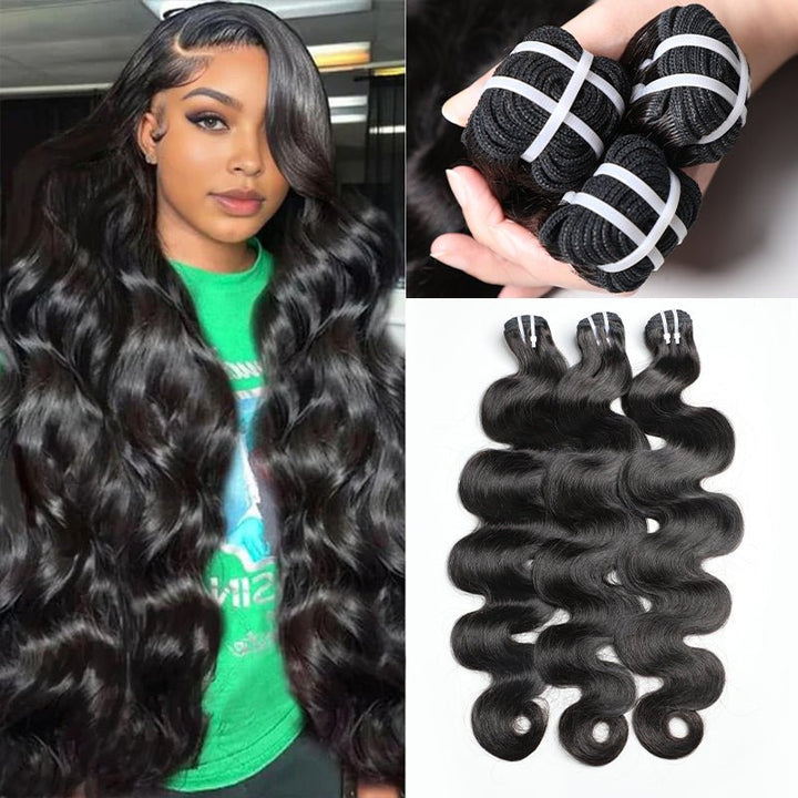 3 Bundles Natural Black Body Wave Brazilian Virgin Hair 10 - 28 inch 3 Pieces Pack - Lemoda Hair
