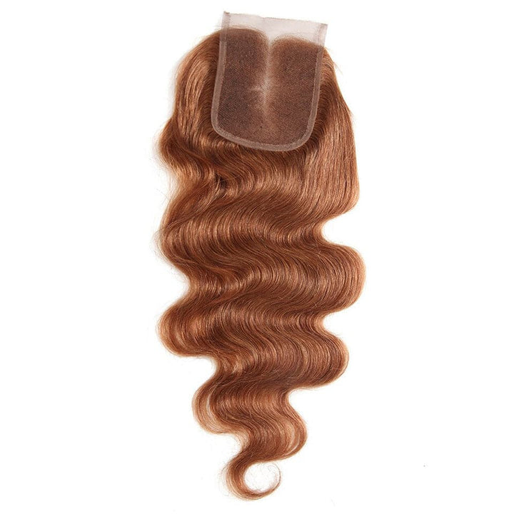 #30 Brown Body Wave 3 Bundles With Closure 4x4 pre Colored 100% Virgin human hair - Lemoda Hair