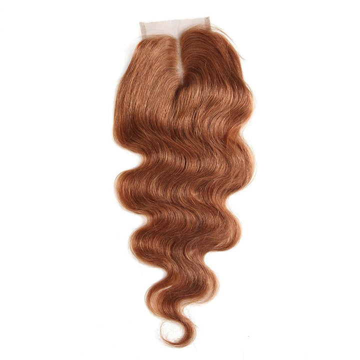 #30 Brown Body Wave 3 Bundles With Closure 4x4 pre Colored 100% Virgin human hair - Lemoda Hair