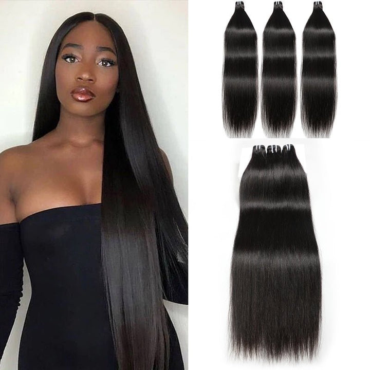 4 Bundles Brazilian Straight Hair Weave with 13x4 Lace Frontal - Lemoda Hair