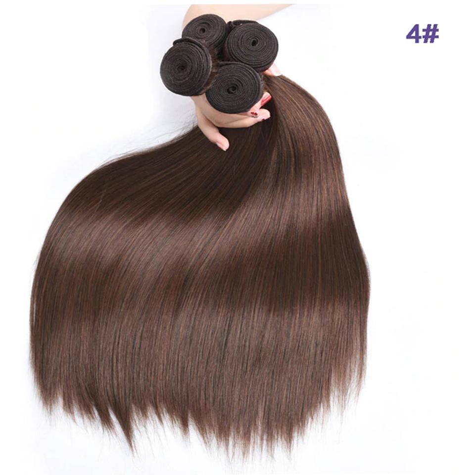 #4 Dark Chocolate Brown Straight 3 Bundles With 13x4 Lace Frontal 100% Real Human Hair - Lemoda Hair