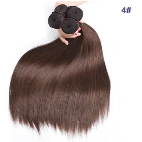 #4 Dark Chocolate Brown Straight 3 Bundles With 13x4 Lace Frontal 100% Real Human Hair - Lemoda Hair