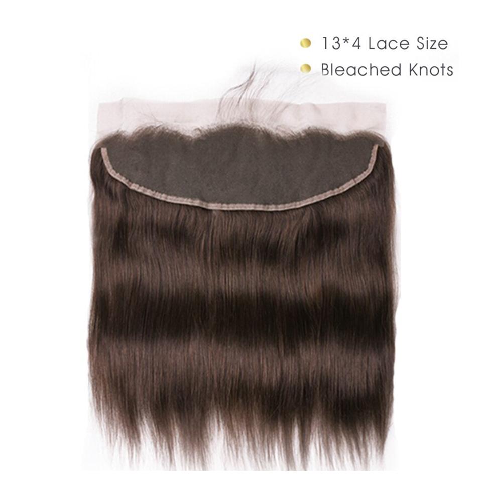 #4 Dark Chocolate Brown Straight 3 Bundles With 13x4 Lace Frontal 100% Real Human Hair - Lemoda Hair