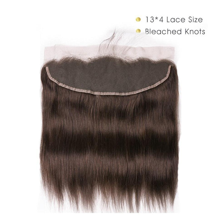 #4 Dark Chocolate Brown Straight 3 Bundles With 13x4 Lace Frontal 100% Real Human Hair - Lemoda Hair