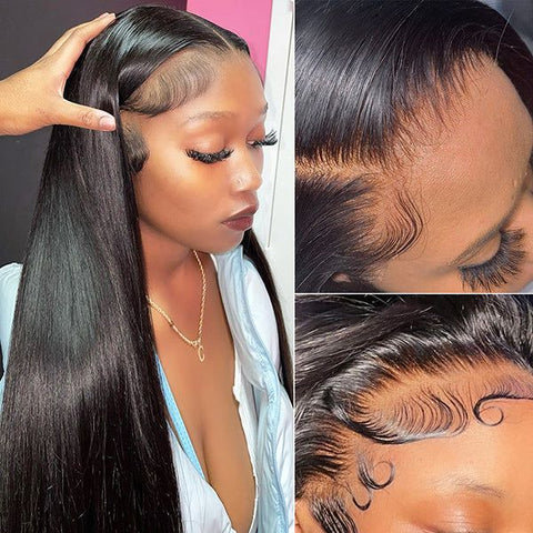 13X6 Lace Frontal Wigs Human Hair Transparent Lace Straight Long inches Brazilian Virgin Hair