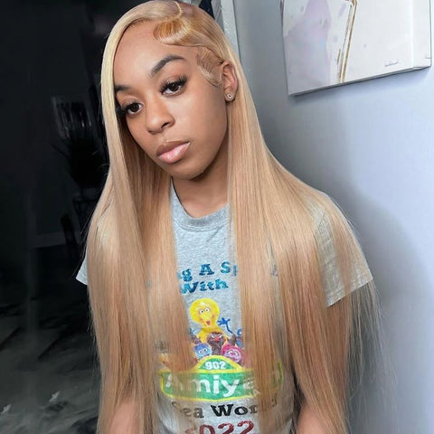 Light Flaxen Brown Cozy Blonde Straight Wigs 13x6 Lace Frontal Wig for Black Girl