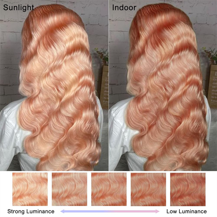 Lemoda Pink Blonde 13x6 Lace Front Wig Rose Gold  Pre Plucked Peachy Blonde Colored Human Hair Wig
