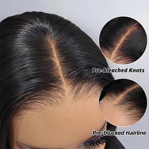 Glueless Wig Human Hair 7x5 Transparent Lace Closure Glueless Wig with Band Straight 180% Hair Density  Wear&Go for New Beginner