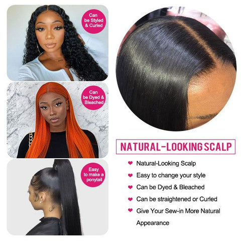 13x6 Lace Front Wig Human Hair Deep T Part Style Straight Natural Black Clearance Sale