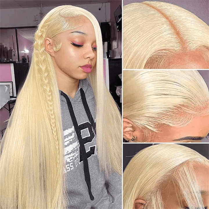 613 Blonde Human Hair Wigs Silky Straight Body Wave 13x6 Lace Front Wigs - Lemoda Hair