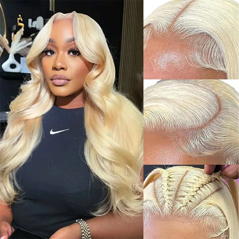 613 Blonde Human Hair Wigs Silky Straight Body Wave 13x6 Lace Front Wigs