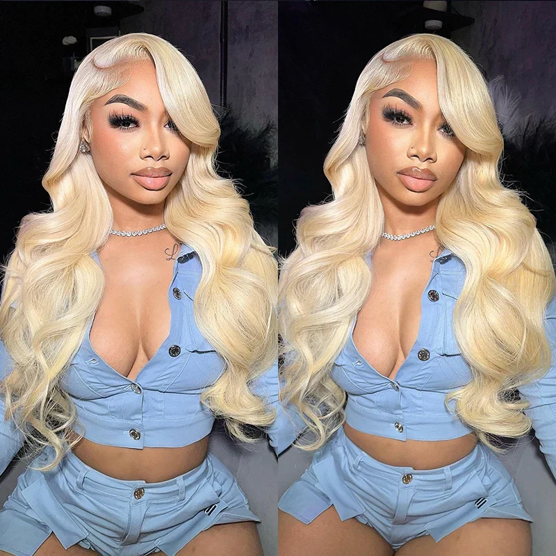 613 Blonde Human Hair Wigs Silky Straight Body Wave 13x6 Lace Front Wigs