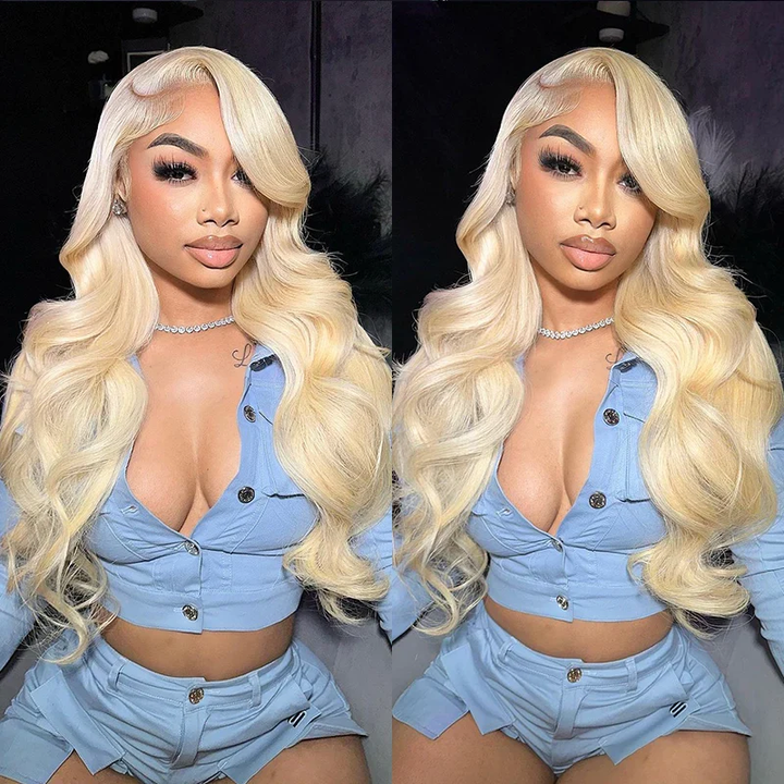613 Blonde Human Hair Wigs Silky Straight Body Wave 13x6 Lace Front Wigs