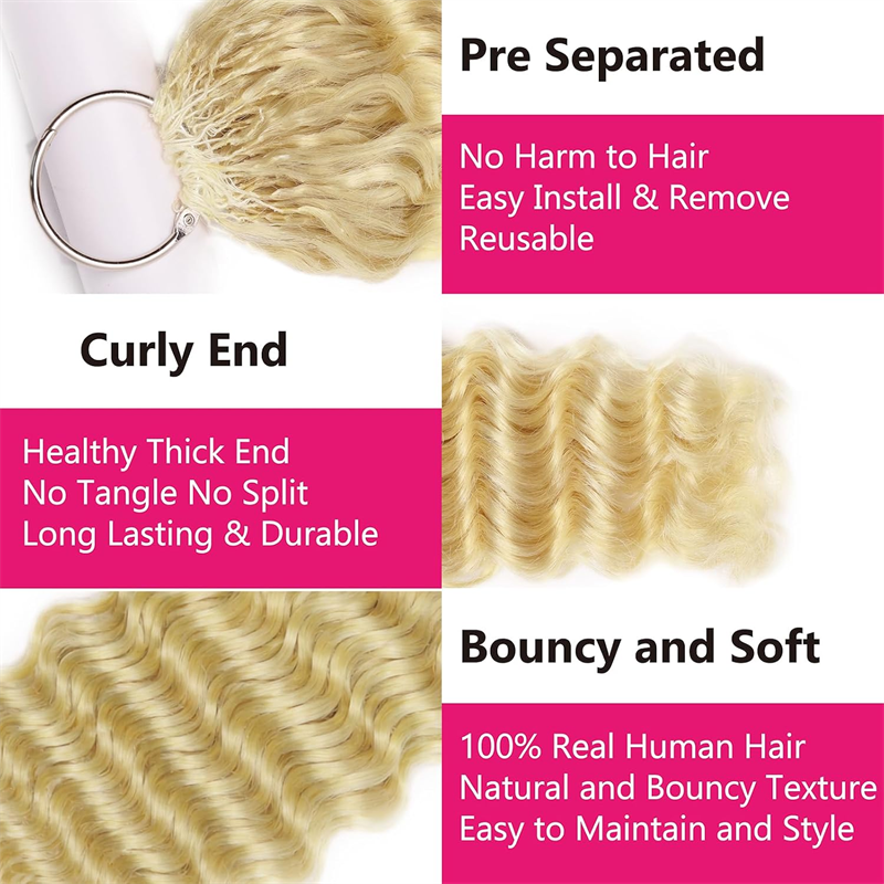 Lemoda #613 Blonde Deep Wave Miracle Knots Crochet Braiding Hair Extensions