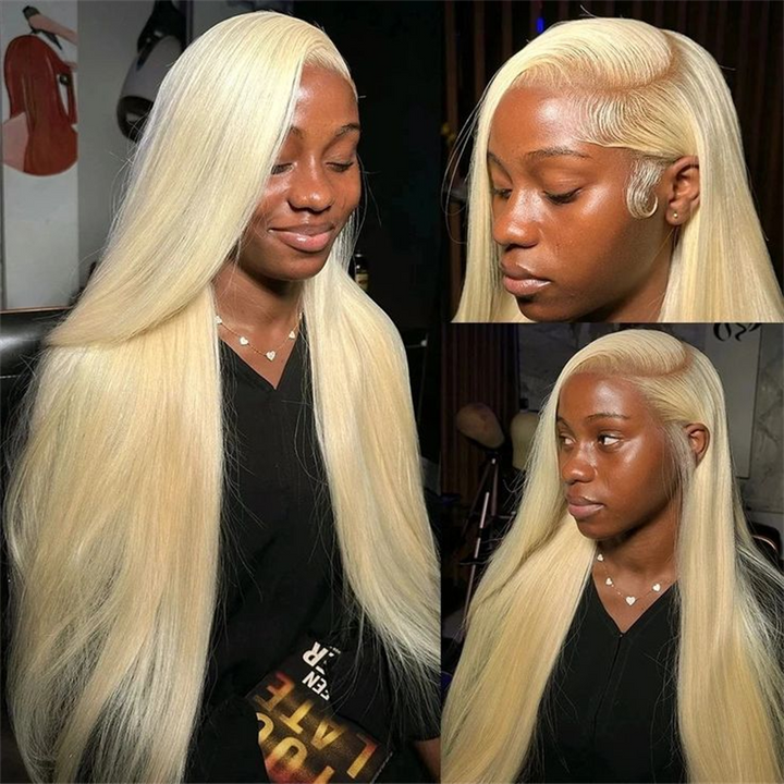 613 Blonde Human Hair Wigs Silky Straight Body Wave 13x6 Lace Front Wigs